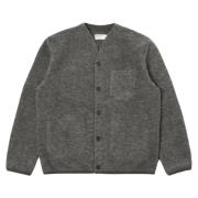 Grå Marl Ull Fleece Cardigan