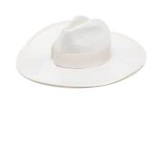 Hvit Straw Teardrop Hat