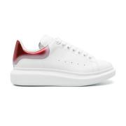 Hvite Oversized Sneakers med Rød Hæl