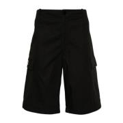 Sorte Cargo Shorts Ripstop Tekstur