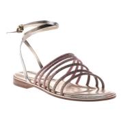 Sandal in platinum nappa leather