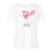 Stilig Fugleprint Bomull T-skjorte