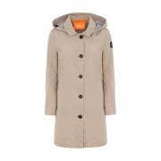 Beige Trench Coat med Avtagbar Hette