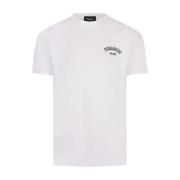 Hvit Bomull T-skjorte med Trykt Tekst