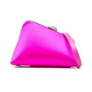 Logo-Print Clutch Veske i Fuchsia Rosa