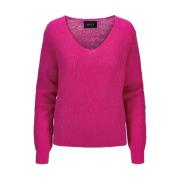 Mohair V-Neck Sweater - Hot Pink