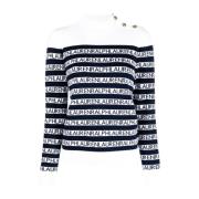 Hvit Langarmet Pullover Sweatshirt