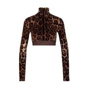 Leopard-Print Turtle-Neck Top