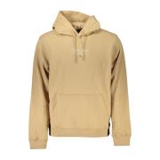 Beige Hettegenser med Logo Print