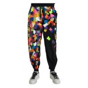Multicolor Print Nylon Jogger Sweatpants