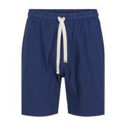 Flat Ribbet Marineblå Shorts