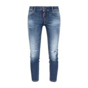 Blå Cropped Twiggy Distressed Jeans