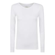 Hvit Langarmet Crew Neck T-Skjorte