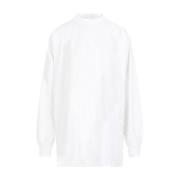 Hvit Bomull T-skjorte med Rosa Logo