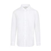 Hvit Bomullsskjorte med Bølget Mønster