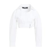Hvit Bomullsskjorte med Belte