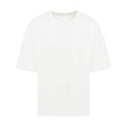 Hvit Bomull-Lin T-skjorte