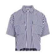 Blå Stripete Bomullsskjorte
