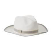 Sølv Metallic Trim Panama Hatt