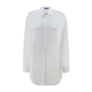 Hvit Bomullsskjorte med Lange Ermer