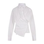 Hvit Wrap-Around Skjorte med Oval D Motif