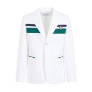 Hvit skreddersydd jakke med grønne kanter