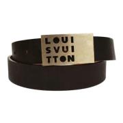 Pre-owned Brunt skinn Louis Vuitton belte