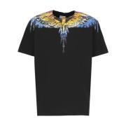 Sort Lunar Wings Print T-skjorte for Menn