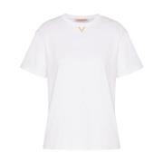 Hvit Bomull Jersey V-Logo T-skjorte