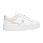 Hvit Whimsy Pink Court Sneakers
