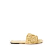 Beige Raffia Intreccio Mule