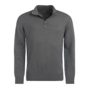 Olive Marl Cotton Half-Zip Sweater