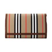 Stripe Skinn Crossbody Bag med Flere Rom