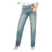 5-lommers jeans med knapp og glidelås