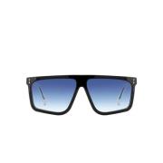 Firkantet Svarte Solbriller med Blå Linser