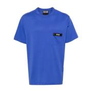 Blå T-skjorte med Lomme og Logo