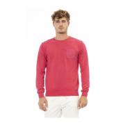 Rød Bomull Crewneck Sweater Frontlomme