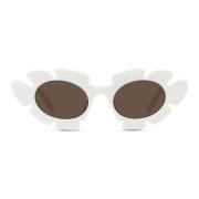 Hvite Cat-Eye Ovale Solbriller