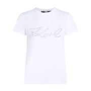 Hvit Logo Besatt T-skjorte