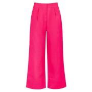 Hot Pink Linblandet Cropped Bukser