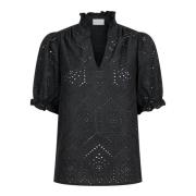 Svart Broderi Bluse - Sommerstil