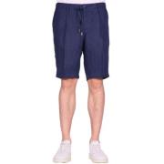 Blå Bermuda Shorts med Elastisk Midje