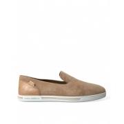 Beige Suede Caiman Loafers Sko