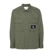 Militærgrønn Bomullsskjorte CK-logo