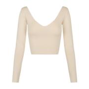 Silke V-hals Langarmet Crop Top