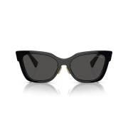 Firkantede solbriller med mørkegrå linser