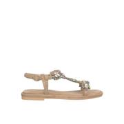 Rhinestone Square Toe Flat Sandal