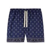 Blå Bermuda shorts kasjmir print
