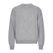 Heather Grey Merino Wool Crew Sweater