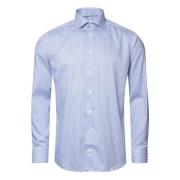 Blå & Hvit Stripet Slim Fit Skjorte